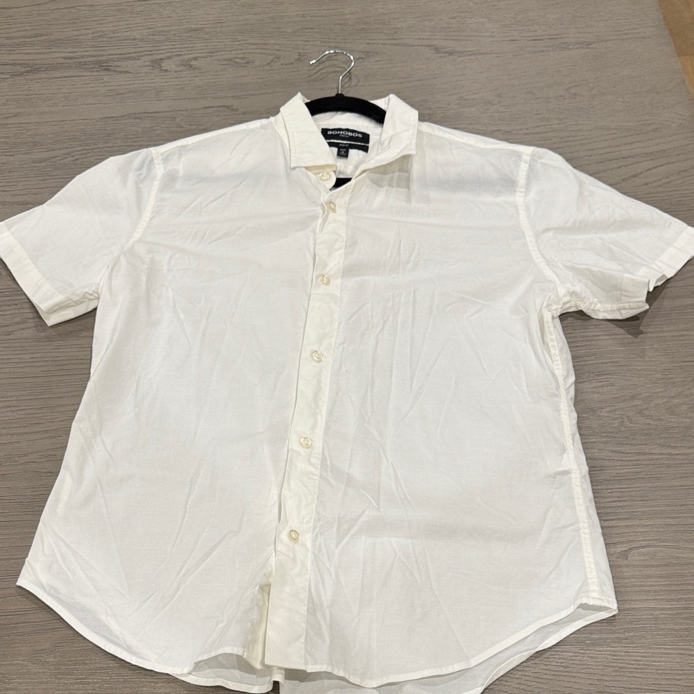 Bonobos Men's Cream Stretch Slim Fit Shirt